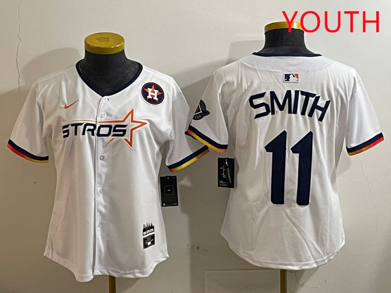Youth Houston Astros 11 Smith White three generations Joint Name Nike 2025 MLB Jersey style 10